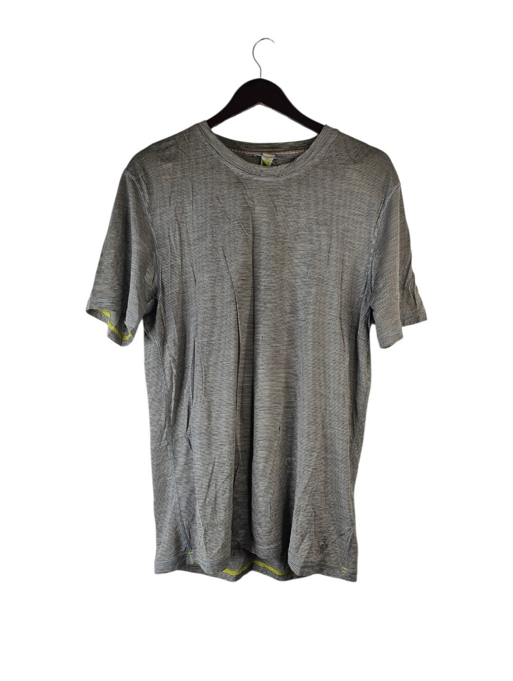 Smartwool Men's Large 100% Merino Wool Striped Short Sleeve T-Shirt Gray